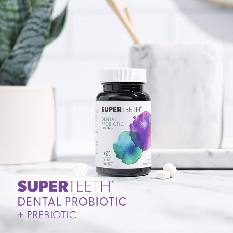 [Australia] - SuperTeeth Chewable Dental Probiotic for Adults & Kids | Support Healthy Teeth & Gums | Oral Health | Fights Bad Breath | BLIS M18 | 60 Mint Flavored Tablets | Fluoride & Sugar Free | Vegan Supplement 60 Count (Pack of 1) 