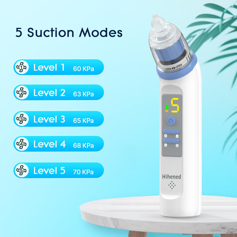 [Australia] - Electric Nasal Aspirator for Baby, Nose Aspirator for Toddlers, Rechargeable Baby Nose Sucker, Nose Cleaner with 3 Silicone Tips, 5 Suction Levels, Music and Light Soothing FunctionÔºåBlue Blue 