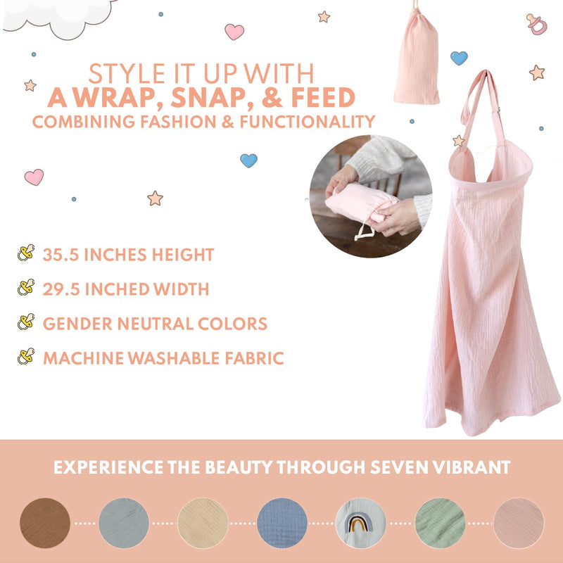 [Australia] - Muslin Nursing cover for breastfeeding mom with Adjustable hoop for hand free | breathable nursing cover up | 100% muslin cotton light weight breastfeeding cover wrap shawl scarf (peach) creamy peach 