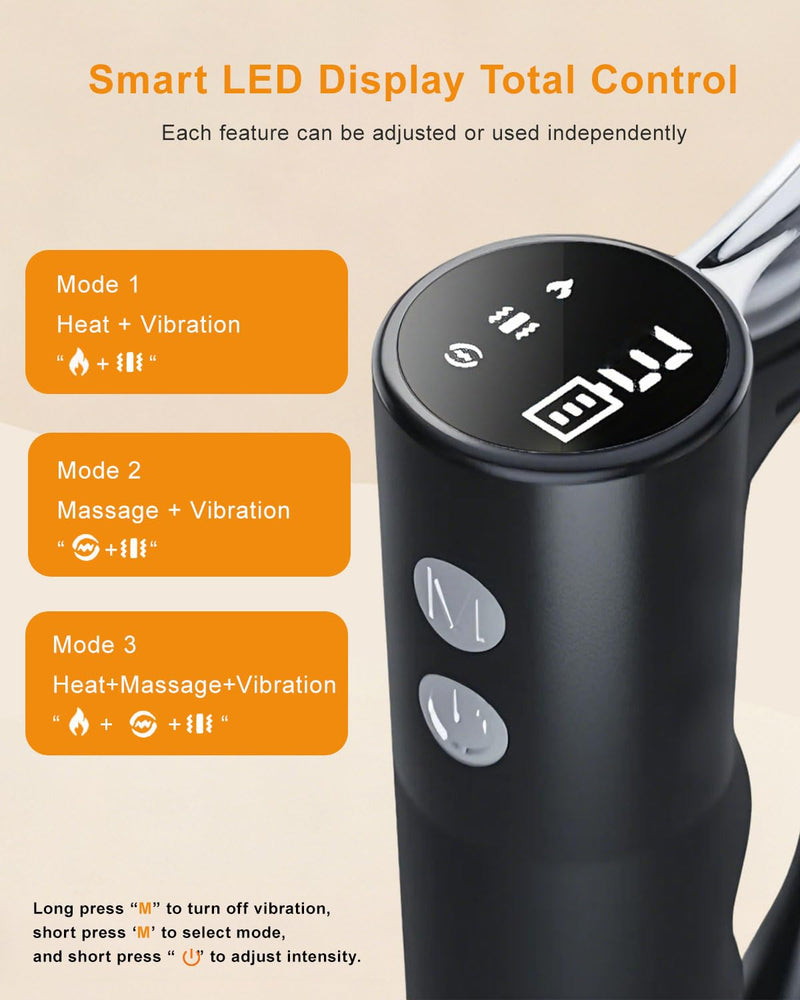 Heated Muscle Scraper Tool , 3 in 1 Electric Fascia Knife Massager Heating and Vibration, Full Body Contouring Device, Body Gua Sha Massage Tool, Fascia Massage Tools for Deep Tissue (Matte Black) Matte Black