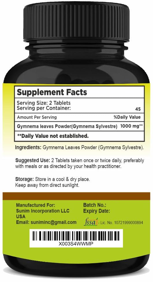 [Australia] - Gymnema Tablets 90 Tablets, 1000 mg | 45 Days Supply | Gurmar | Gymnema Sylvestre Supplements | Vegan 