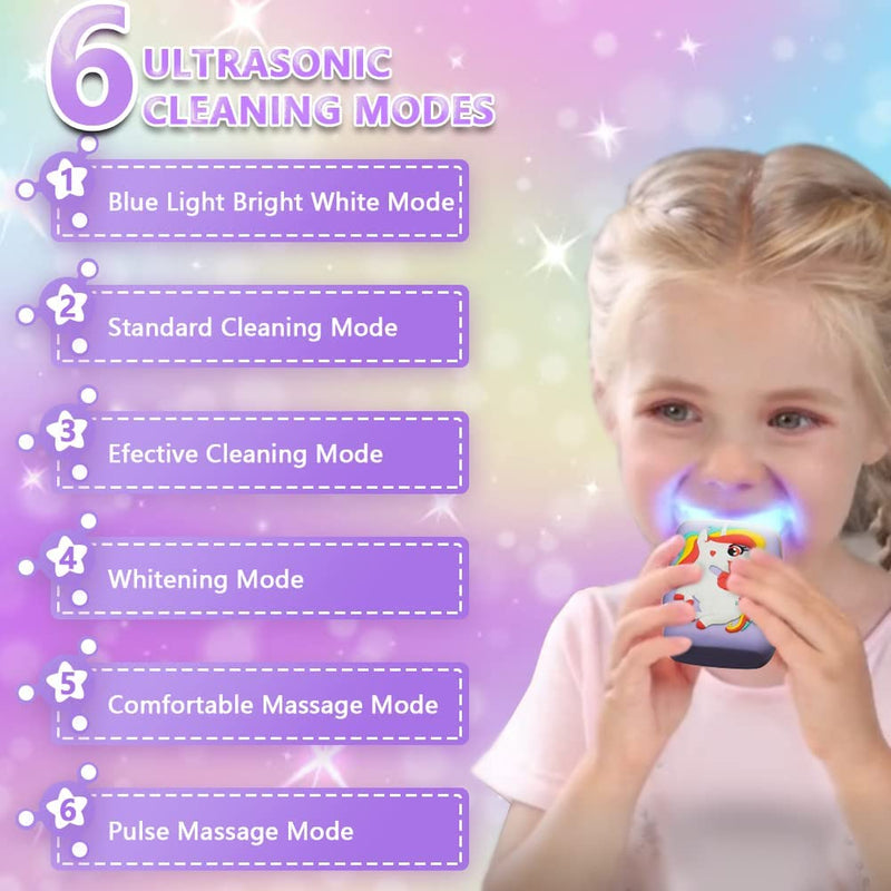 [Australia] - Kids Toothbrush Electric, U Shaped Ultrasonic Automatic Toothbrush with 2 Brush Heads, Six Cleaning Modes, Cartoon Modeling Design for Kids, Special for Birthday Gift (Purple, Kids 2-7) Purple 1 Count (Pack of 1) 