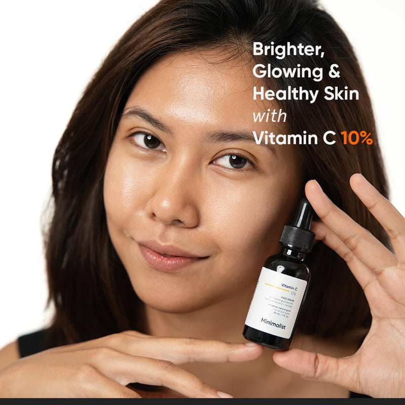 Minimalist 10% Advanced Vitamin C Serum for Glowing Skin | Brightening & Visible Reduces Dark Spots | For Uneven Skin Tone, Dullness | Daily Face Serum (Stable Vitamin C) | 30ml/1 FL Oz