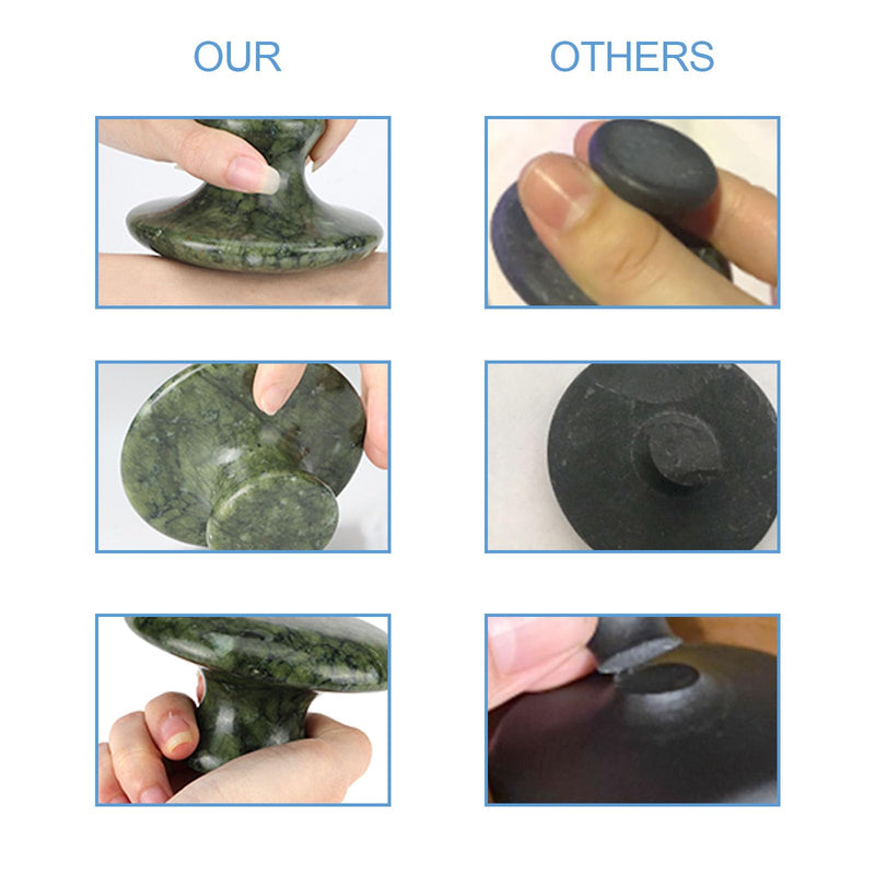 [Australia] - gemshan Massage Stone, 3.5inch Natural Hot Rocks, Body Gua Sha Massage Tool for Cellulite Massage, Lymphatic Drainage, Relieve Tension and Muscle Pain Dark Green Jade 