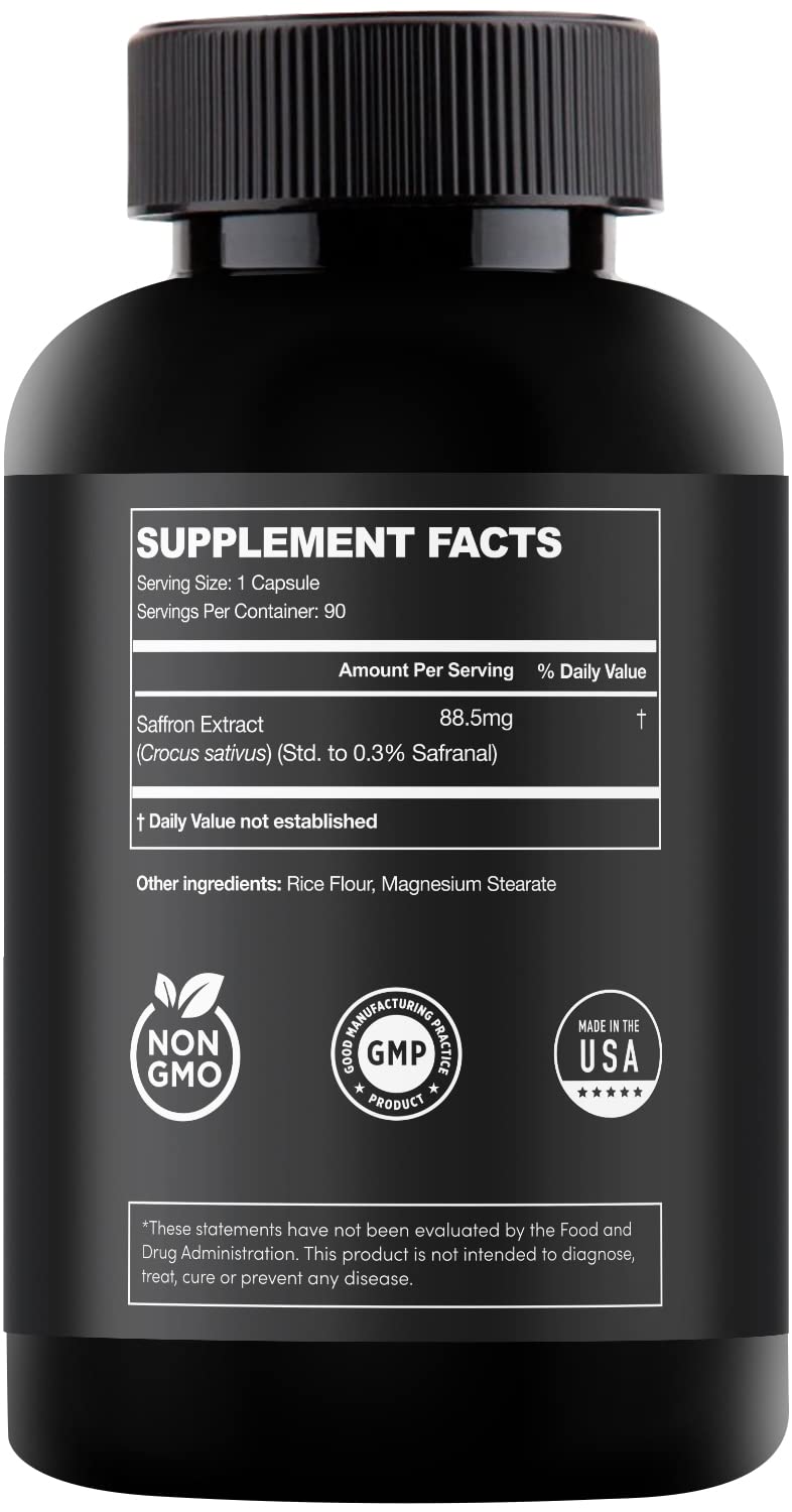 [Australia] - Saffron Supplements - 100% Pure Saffron Extract Mood Enhancer for Women and Men. Saffron Supplement with 90 Servings. Saffron Capsules for Eye Health 