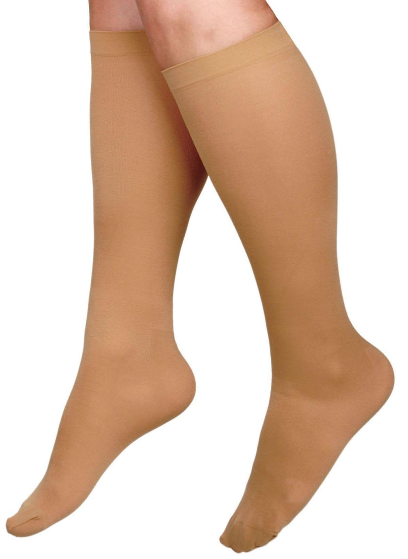 Medline CURAD Knee-High Compression Hosiery, 20-30 mm Hg, Tan, Size G, Regular Length, 1 Pair 4X-Large 20-30 mmHg