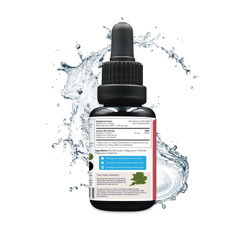 Magnesium for Kids Children & Baby 30ml | Supports Sleep & Relaxation, Helps Calm & Focus, Supplements for 0-11 Years | Bones, Teeth & Energy | Sugar & Flavouring Free UK Made Vegan 0.05 ml (Pack of 600)