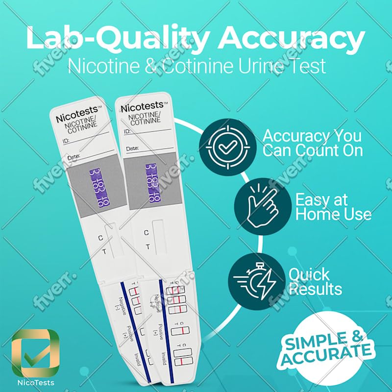 Nicotine/Tobacco Test Kit for Vapor Detection, Employment, Medical and Insurance - 10 Pack by NicoTests® 200 Ng Test. 10 Count (Pack of 1)