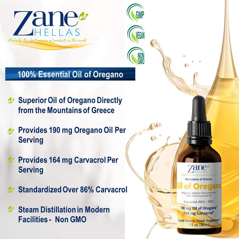 [Australia] - Zane Hellas 190 mg Oregano Oil-164 mg Carvacrol per Serving-4 Drops Daily. 100% Greek Undiluted Oil of Oregano. 86%-90% Min Carvacrol. Probably The Best Oregano Oil in The World. 1 fl. oz.- 30ml 1 Fl Oz (Pack of 1) 