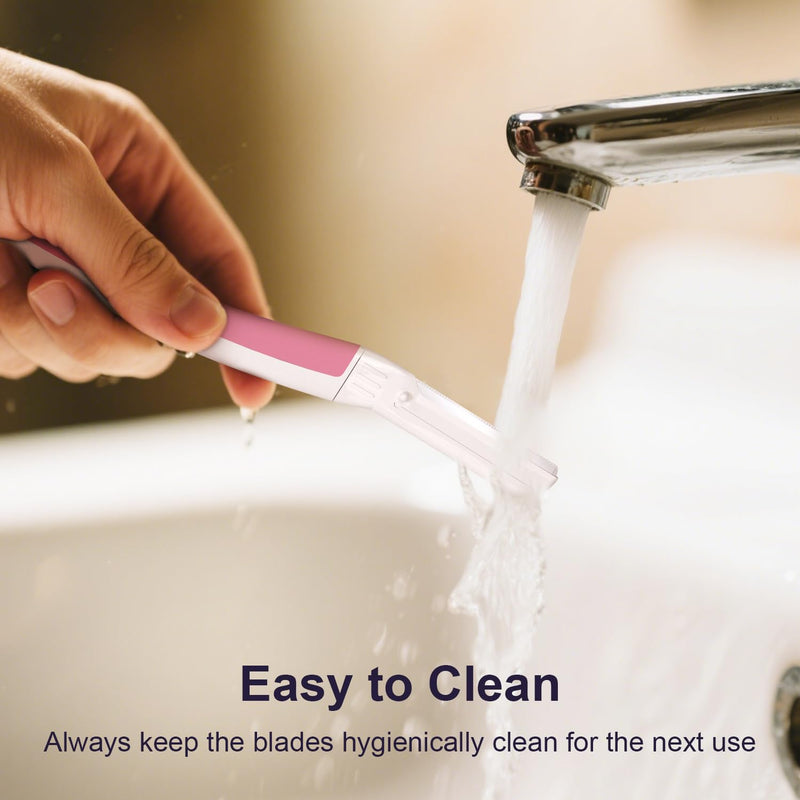 Dermaplane Razor - Facial Razor for Women - Dermaplaning Tool, with 19 Microblades for Face, Peach Fuzz Remover, Remove Facial Hair for Smoother Skin and Perfectly Shape Brows, Pearl Blush Pearl Blush Razor