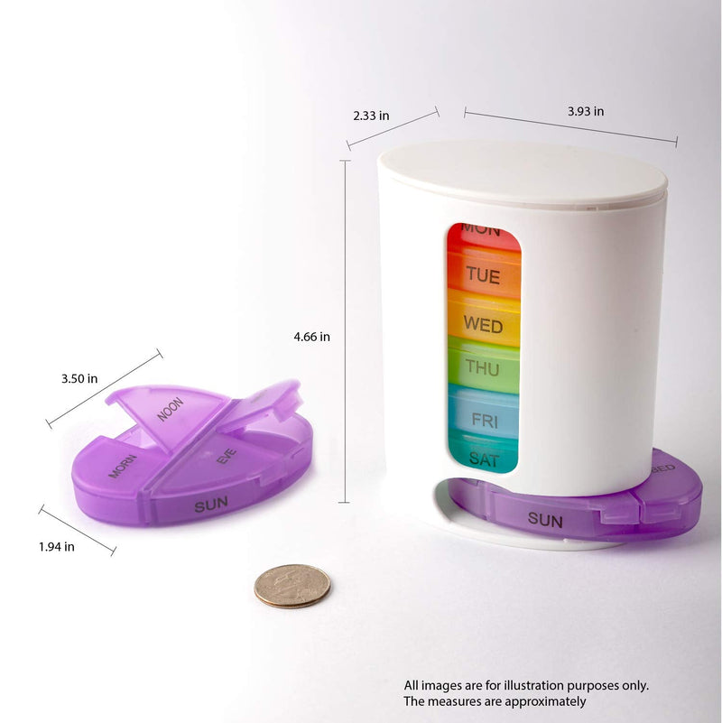 Deke Home - Stackable Pill Organizer, 4 Times a Day Weekly Pill Box, 7 Day Medicine Dispenser, Pill Container for Vitamin, Supplement, Durable Hard Case, Secure Closure, BPA Free, Easy to Clean.