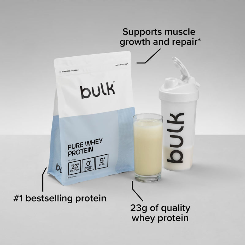 Bulk Pure Whey Protein Powder | Cinnamon Cereal Milk | 22g Protein and 5g BCAAs per Scoop | Whey Concentrate Shake | Low Sugar | Supports Muscle Growth and Repair | Smooth Mixing | Vegetarian | 500g