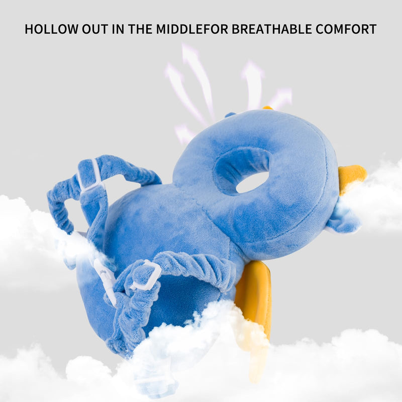 [Australia] - Baby Head Protector Backpack, Toddler Toddler Head Protector, Toddler Head Protector Padded Backpack Elasticated Carrier Wear (Dragon) Blue 