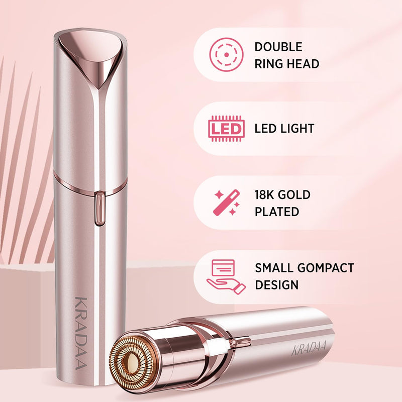 [Australia] - Facial Hair Removal for Women - Painless Facial Hair Remover - Electric Hair Removal Device for Face Lips Peach Fuzz with Light (Rose Gold) Rose Gold 