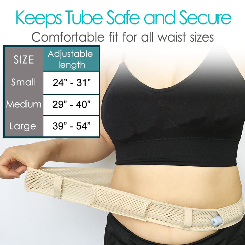 [Australia] - Mesh Breathable PD Belt Peritoneal Dialysis Catheter Accessories Supplies Soft Transfer Set Holder Protector Belts for Stomach Feeding Peg J Tube Women Men Adults Beige Medium (Pack of 1) 
