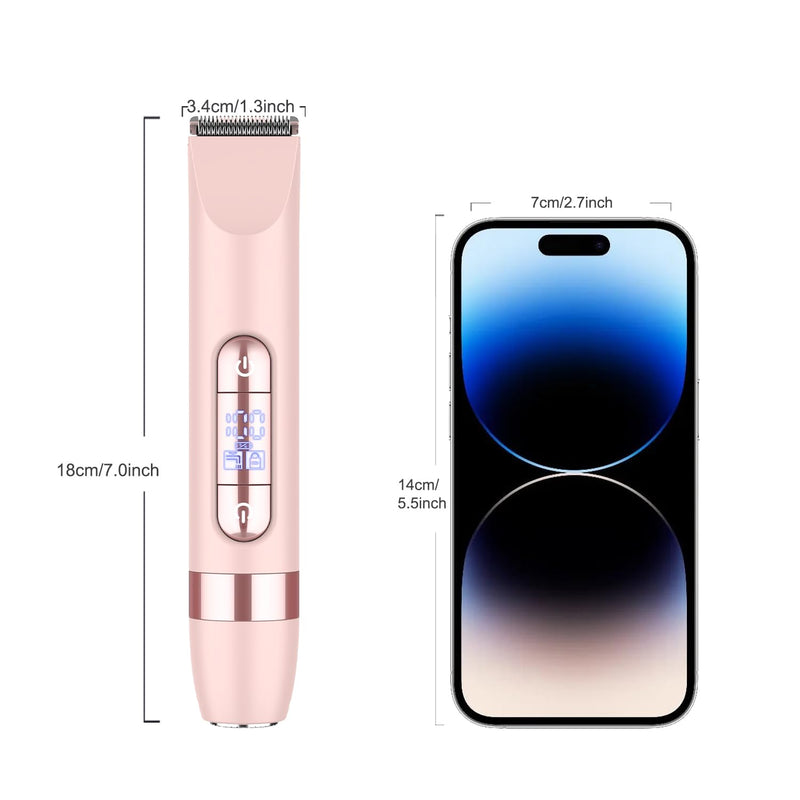 Hatteker 4-in-1 Women's Electric Razor, Dual-Head Body Hair Trimmer for Women, IPX7 Waterproof Rechargeable Bikini Trimmer & Facial Hair Remover for Legs, Armpits, Face, Nose, Eyebrows, Pink