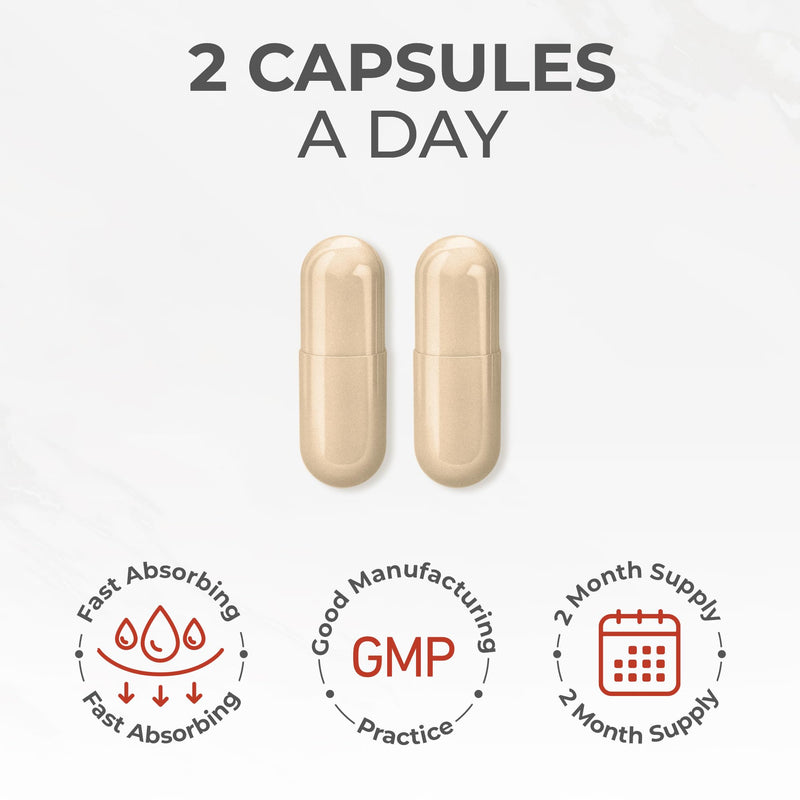 4000mg 6 Mushroom Complex with Ashwaghandha KSM-66, Lions Mane, Cordyceps, Shiitake, Reishi, Chaga and Maitake, 120 Capsules, 2/Day Focus and Brain Support Herbal Nootropic - 40% Polysaccharides
