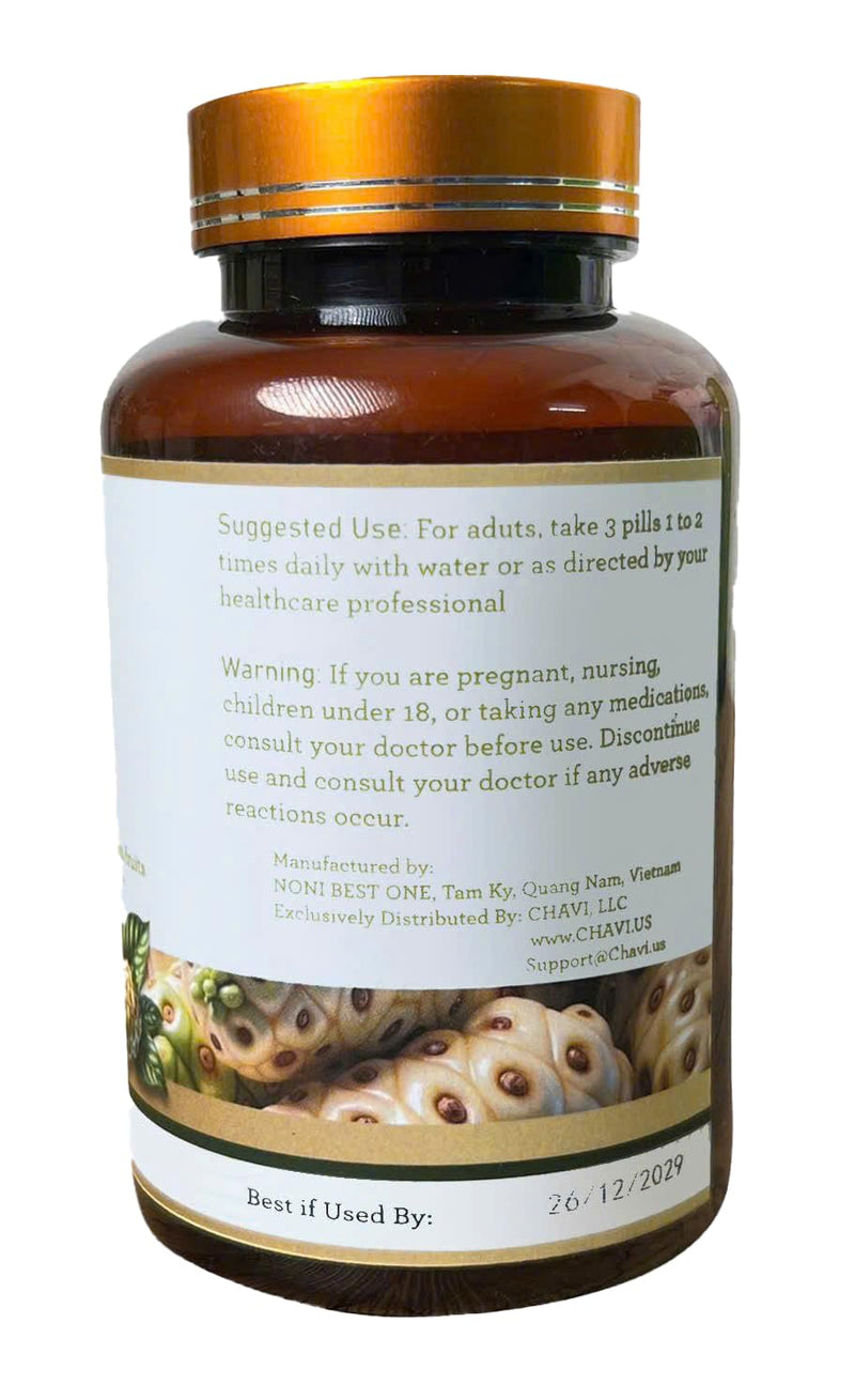 [Australia] - CHAVI Noni Pills | 700mg | 300 Spherical Pills | Morinda citrifolia Pills | Natural Antioxidant Supplement to Support Well-Being, Energy, and Vitality 