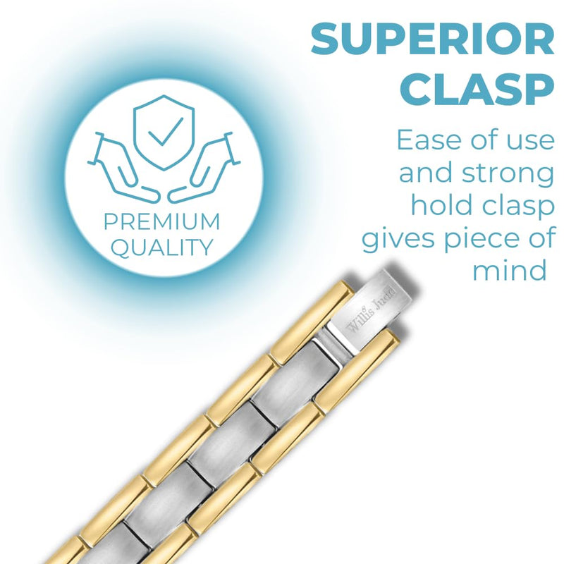 [Australia] - Willis Judd Double Strength Magnetic Bracelet for Men - Adjustable Length with Sizing Tool Two Tone 