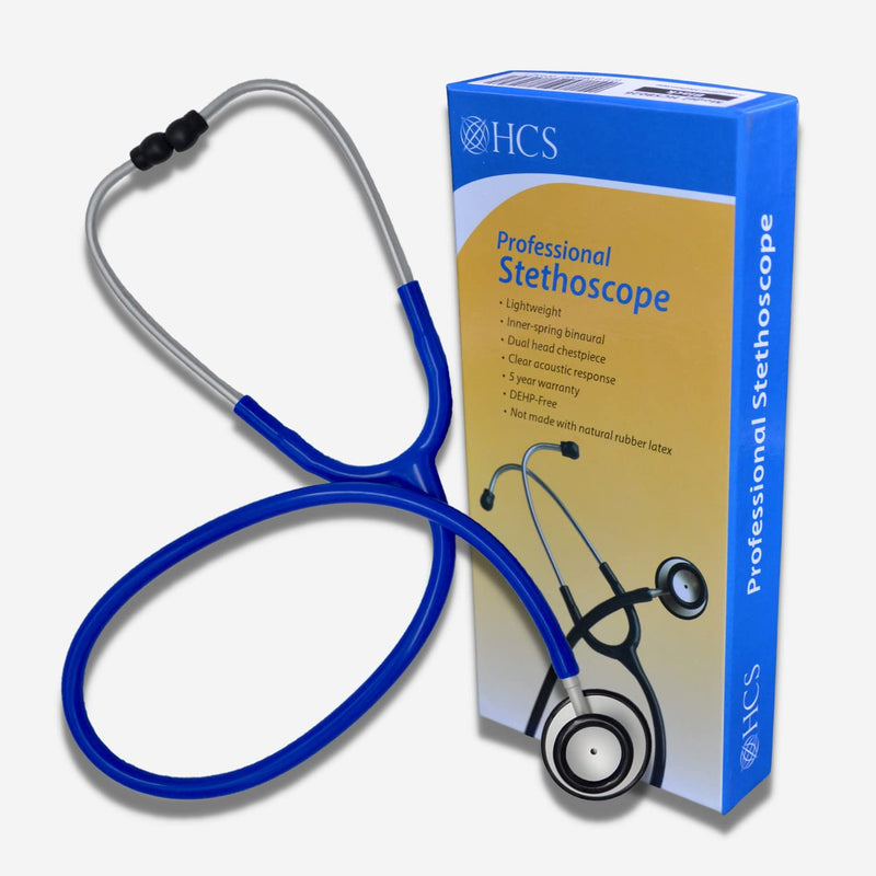[Australia] - HCS Blue Stethoscope, Classic Lightweight - Dual Head, Medical Grade Stethoscopes for Nurses, Students, Home - 22 inch Tubing 