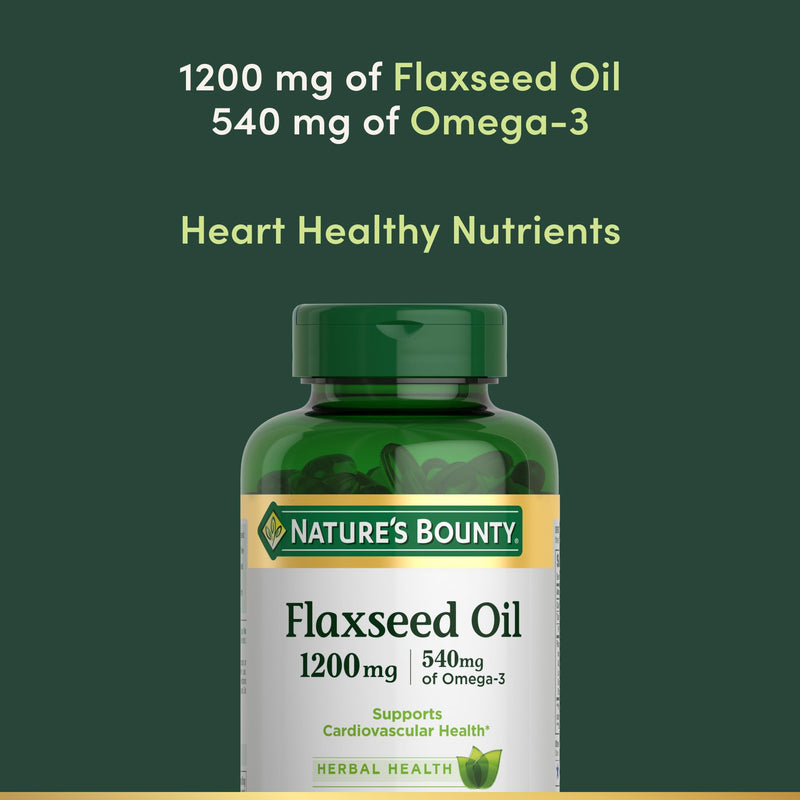 Nature's Bounty Flaxseed and Omega 3, 1200mg, 125 Softgels | Supports Cardiovascular Health 125 Count (Pack of 1)