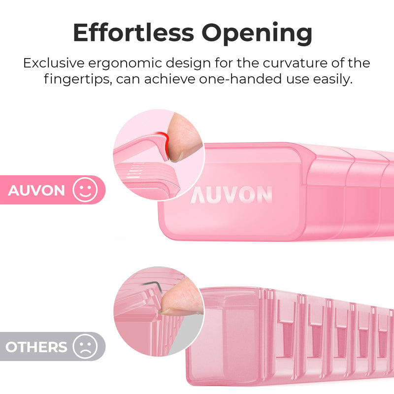 [Australia] - AUVON Weekly Pill Organizer with Effortless Opening Design, Arthritis Friendly Pill Box, BPA-Free Pill Organizer 7 Day, Cute & Portable Pill Case for Vitamins, Supplements and Medications A-pink M (Hold 6 Fish Oils) 