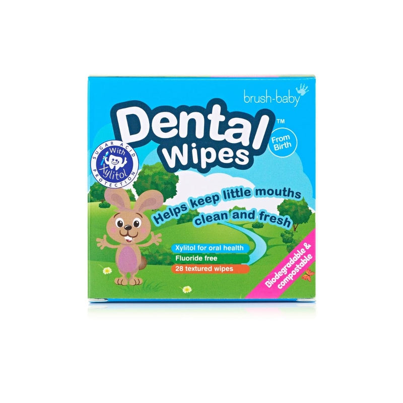 [Australia] - Brush Baby Teething Relief Dental Wipes for Ages 0-Toddler - Naturally Eliminate Teething Pain, Prevent Tooth Decay and Sour Milk Breath - 28 Finger Wipes 28 Count (Pack of 1) 