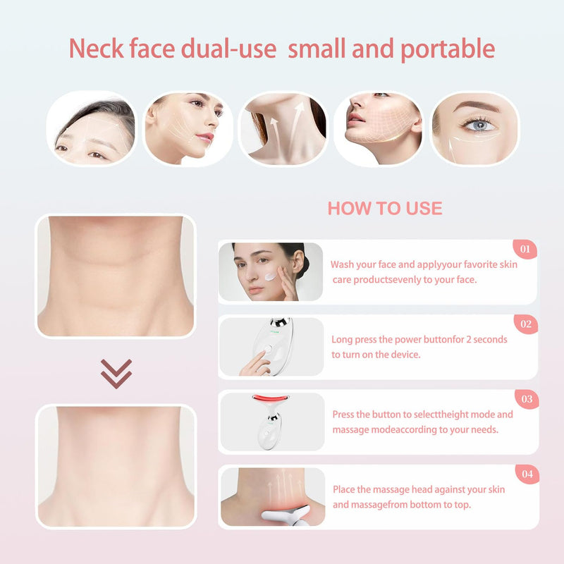[Australia] - Red-Light-Therapy-for-Face and Neck, Face 𝖲 culpting Wand with 7 Color, Anti 𝖶rinkles Facial Massager for Face and Neck Tool for Skin Care (White) 