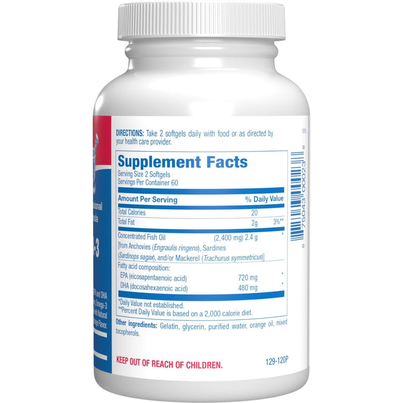 Clinical Omega 3 Fish Oil Supplement with EPA and DHA - 120 Orange Flavored Softgels for Heart, Immune, and Nervous Health - 1200mg of Molecularly Distilled Omega-3