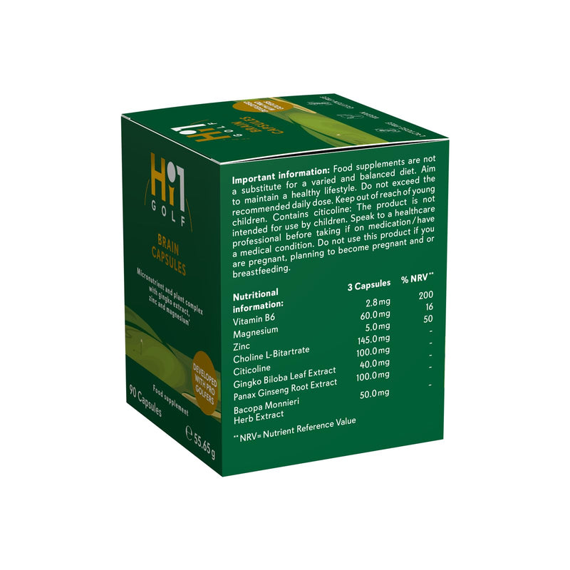 Hi1 GOLF Brain Boost – Advanced Golf Supplement, Supports Concentration & Mental Clarity for On-Course Performance & Precision with Ginkgo Biloba Extract, Ginseng Root & Magnesium – 90 Capsules