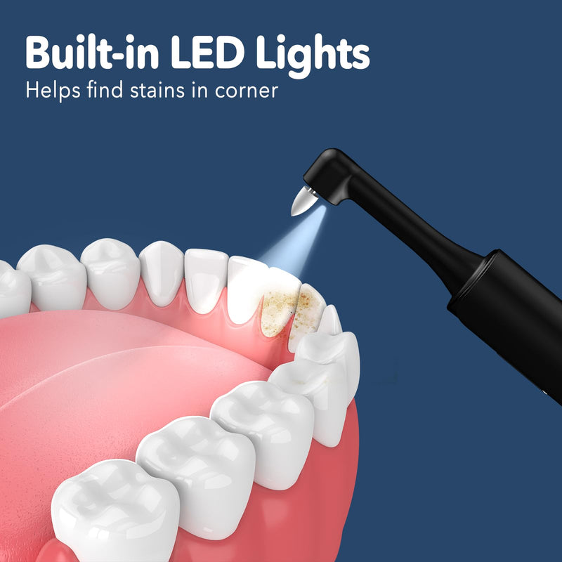 Electric Tooth Polisher,Tooth Polishing Kit for Cleaning and Polishing, Dentist Grade Tooth Polisher with LED Light, Rechargeable Teeth Polisher with 5 Brush Heads, 4 Speed Modes,IPX6 Waterproof