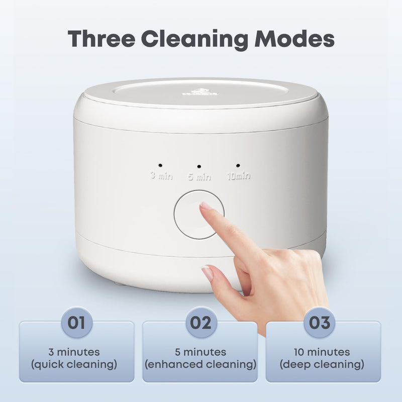 Retainer Cleaner for Braces, Mouth Guard Cleaner, Toothbrush Heads, Jewelry, 3 Smart Mode Portable Dental Cleaner Machine with 200ML Capacity