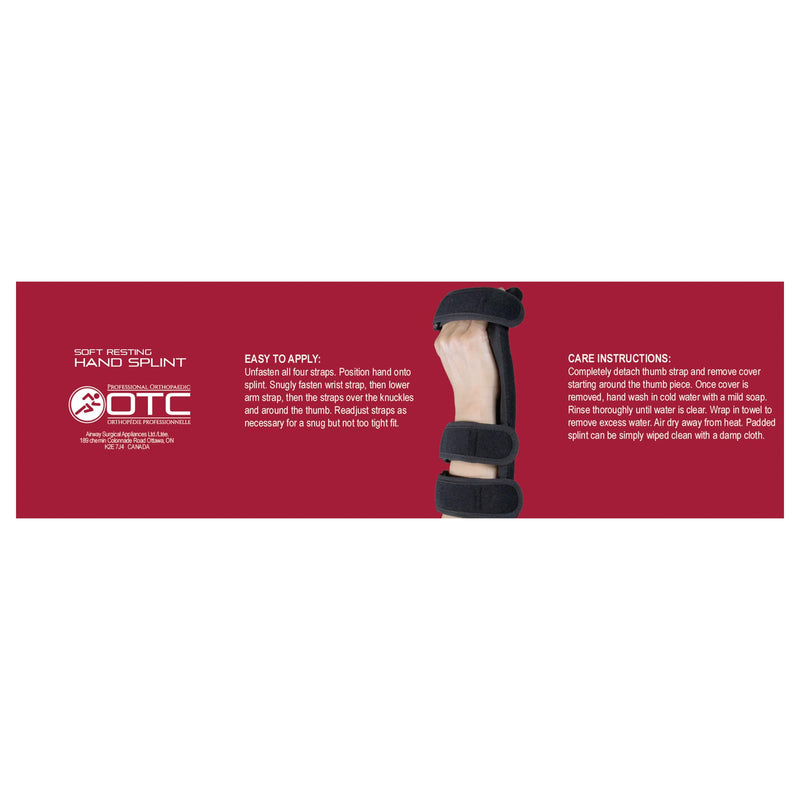 [Australia] - OTC Soft Resting Hand Splint, Night Immobilizer for Wrist, Fingers and Thumb, Stroke Hand, Black, Small-Medium Small/Medium Left Hand 