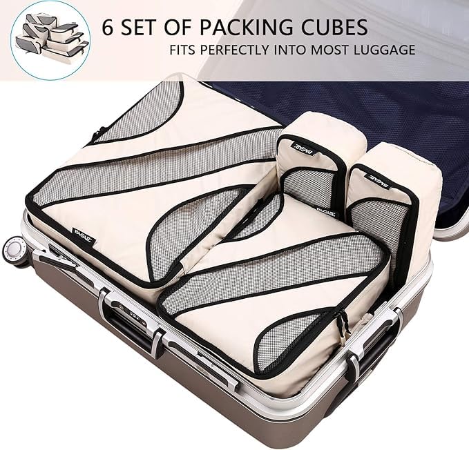 BAGAIL 8 Set Packing Cubes and 6 Set Luggage Packing Organizers