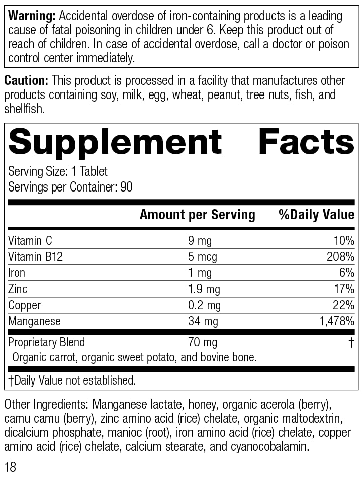 [Australia] - Standard Process Manganese B12 - Whole Food Hemoglobin and Antioxidant with Manganese, Organic Carrot, Maltodextrin, Copper, Organic Sweet Potato, Camu Camu, Vitamin B12-90 Tablets 