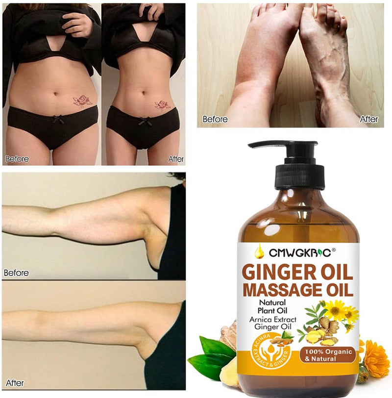 [Australia] - 2 Pack Ginger Oil Lymphatic Drainage Massage,Belly Drainage Ginger Oil-Warming Tired Sore Muscle Ginger Massage Oils With Natural Arnica Extract,Grapeseed Oil,Vitamin E Massage Oil for Massage Therapy 