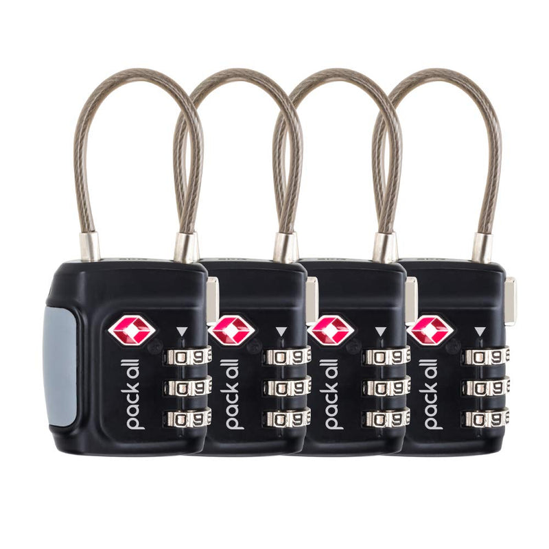 pack all Travel Accessories Bundle | Cable Luggage Locks(4 Pack) & TSA Luggage Lock(4 Pack)