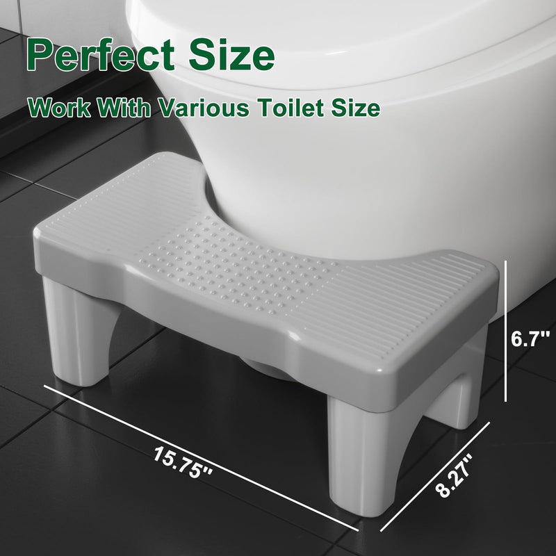 [Australia] - Toilet Stool Poop Stool for Squatting Posture, Portable Plastic Potty Stool for Adults, Toilet Poop Stool Squat Adult, Non-Slip Poop Stool for Bathroom Adults, Pooping Stool for Kids, Patented 6.7" (1 Pack) Gray 