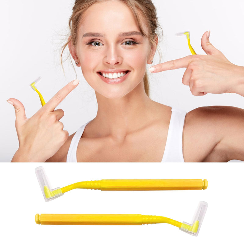 [Australia] - SKHAOVS Pack of 40 L-shaped interdental brushes, dental brushes, tooth cleaning between spaces, interdental space cleaner, brushes for interdental spaces, tooth sticks for teeth cleaning, braces cleaning (yellow) yellow 