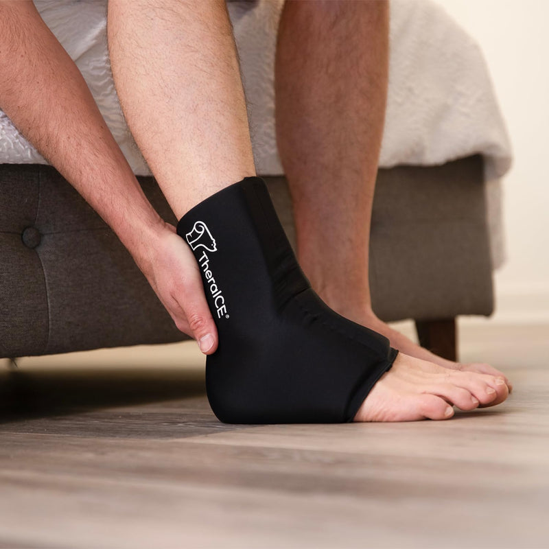 [Australia] - TheraICE Ankle Ice Pack Wrap for Swelling, Reusable Ankle Ice Pack for Sprained Ankle Injuries, Cold Therapy Sock Compression, Plantar Fasciitis Relief, Achilles Tendonitis, Sore Feet, Foot & Heel Original Large 