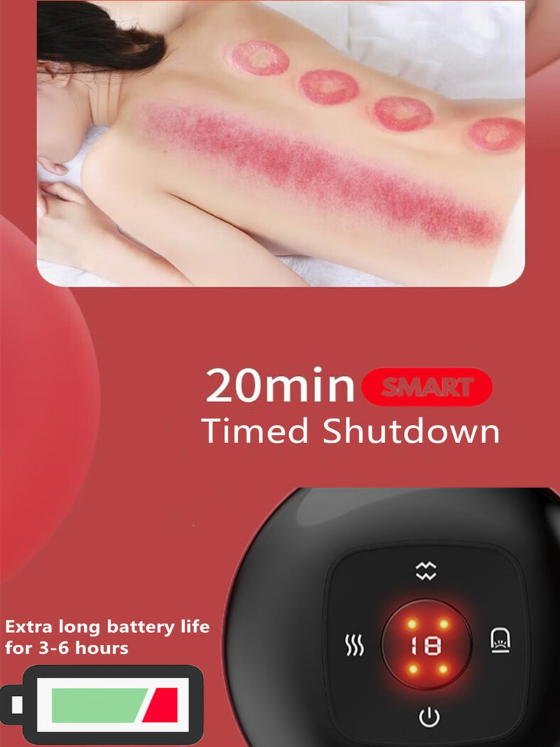 [Australia] - The Original 5-in-1 Smart Cupping Therapy Massager, Red Light Therapy for Targeted Pain Relief, Knots, Aches, Muscle Soreness, Circulation, Portable Electric Massager Cupping Kit-Dark Black 