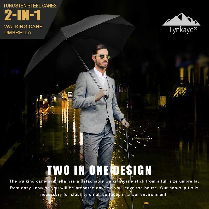 Walking Cane Umbrella 2-in-1 Windproof Walking Sticks Crutch Umbrella,Heavy Duty Frame,Lightweight - Umbrella Cane,Great gift for Birthday,Christmas,Father's Day,Men,Women Classic 2 in 1