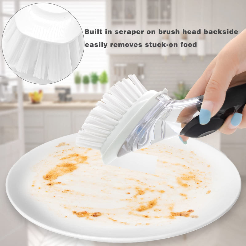 [Australia] - Brush Refills for OXO Dish Brush - 4 Pack Dish Brush Cleaning Soap Dispensing Head Replacement for Scrubber (White) 4-pack 
