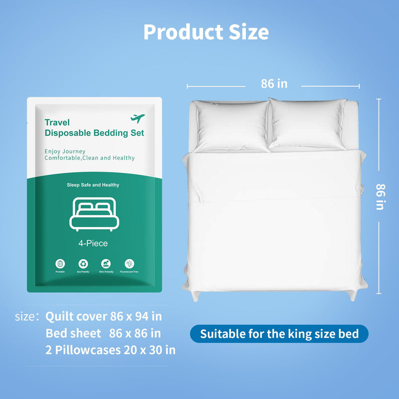 [Australia] - KIIS Travel-Safe Disposable Cover Sheets for Travel, Disposable Bed Sheet, Disposable Duvet/Comforter Cover, Disposable Pillowcases, Perfect for Hotels & Trips (King Size) King (1 Pack) 
