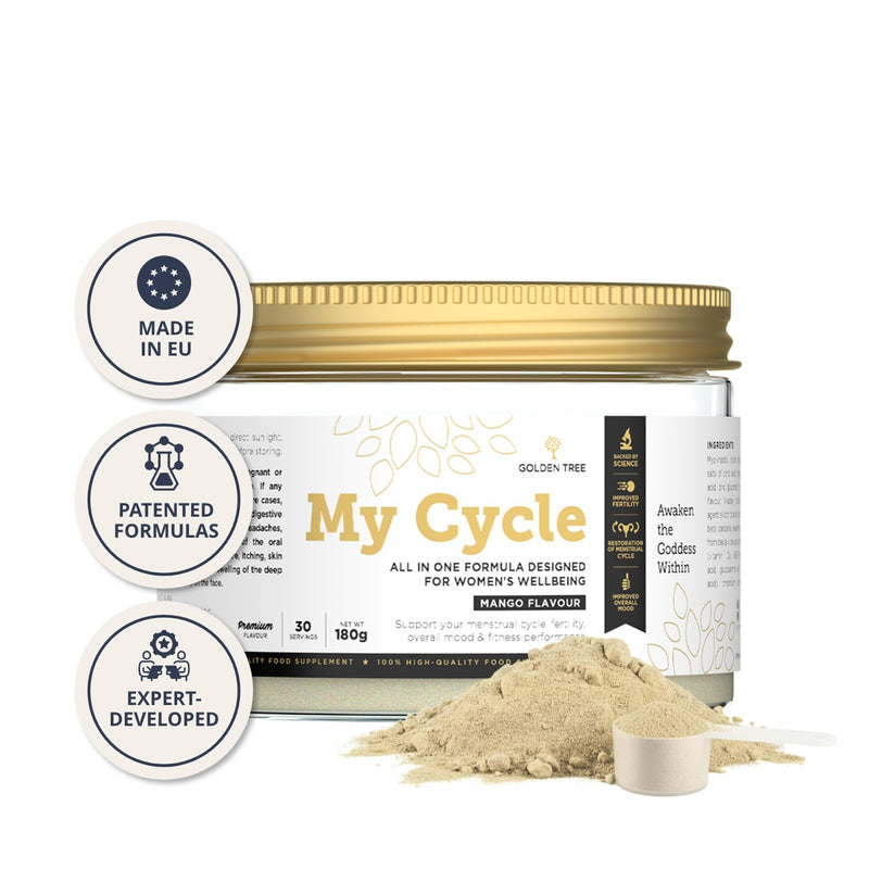 Golden Tree My Cycle Mango – Myo-Inositol Powder with Inulin, NAC, Folic Acid, Zinc, Magnesium & Chromium – Inositol Powder for Women, 180 g (30 Servings) Pack of 1