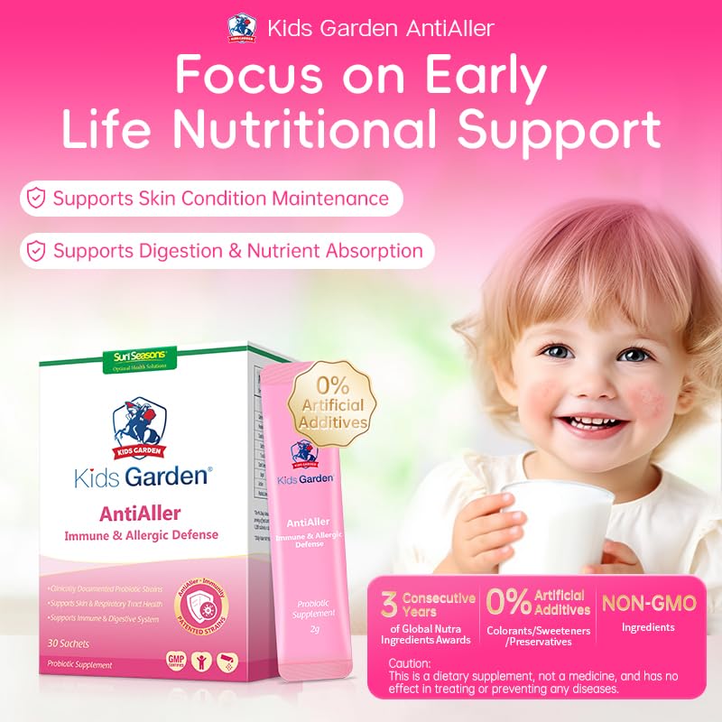 Kids Garden Probiotic Supplement for Kids 1+ | 7 Strains with Postbiotics, Prebiotics & L-Glutamine | 30 Sachets for Daily Nutritional Support