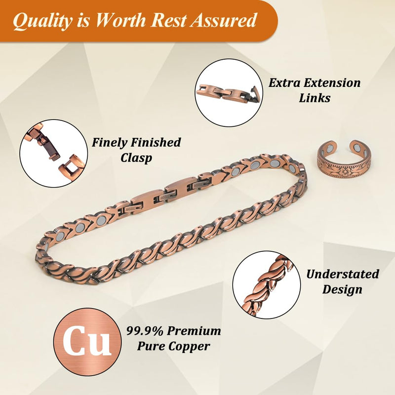 [Australia] - Vicmag Copper Anklet for Women Magnetic Ankle Bracelet with Ultra Strength Magnets 99.9% Solid Copper Gift for Her (Adjustable) Fishtail 