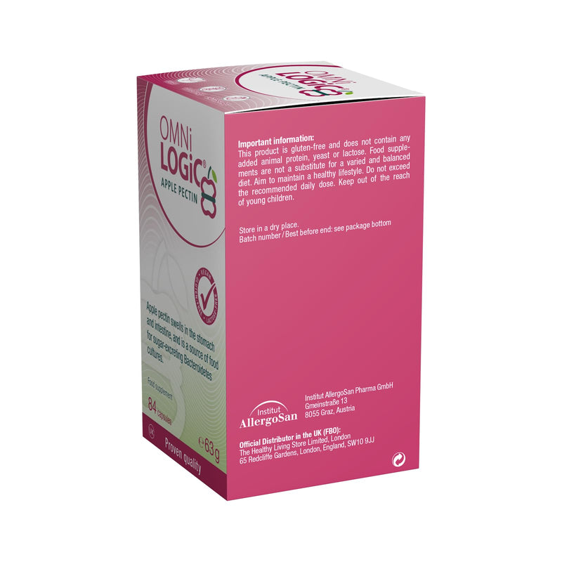 OMNi LOGiC Apple Pectin | Dietary Fibre | Prebiotic to Support a Balanced Intestinal Flora | Natural Apple Pectin: Swells in The Stomach and Intestine | Vegan | Gluten-Free | 84 Capsules Unflavoured 84 count (Pack of 1)
