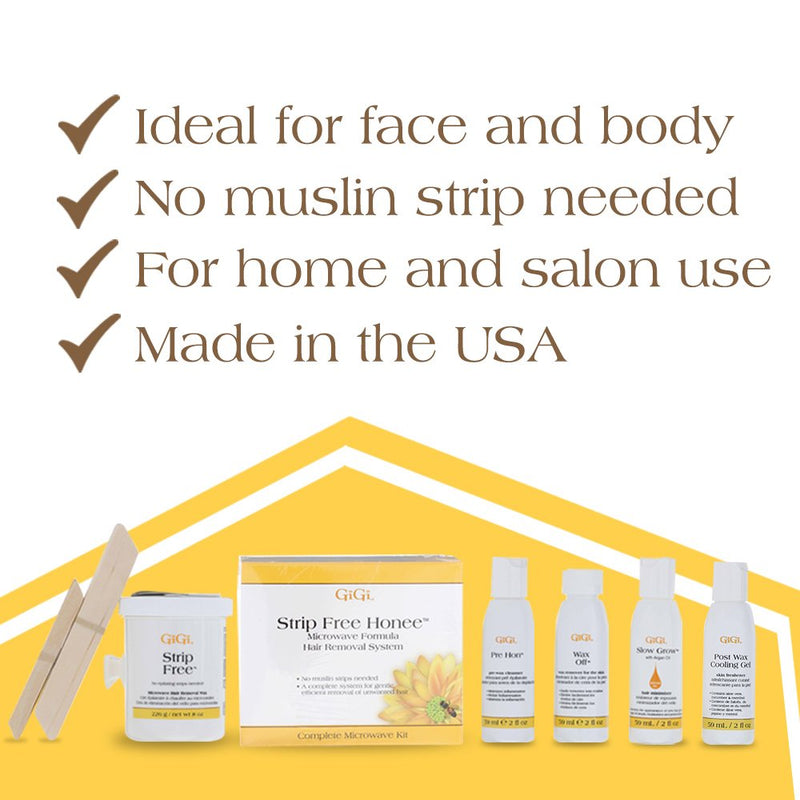 [Australia] - GiGi Strip-Free Honee Wax Kit for Hair Removal - Complete At-Home Waxing Kit for Face, Body, Bikini & Brazilian 1 Count (Pack of 1) Strip Free Honee 
