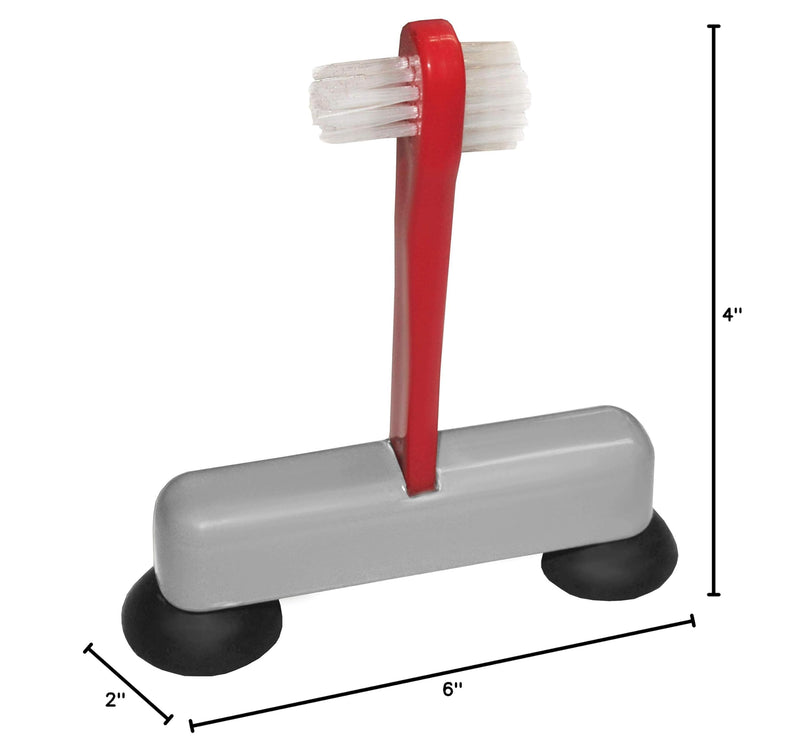 [Australia] - Rehabilitation Advantage Denture Scrub Brush & Suction Cup Holder,Red/Gray 1 Count (Pack of 1) 